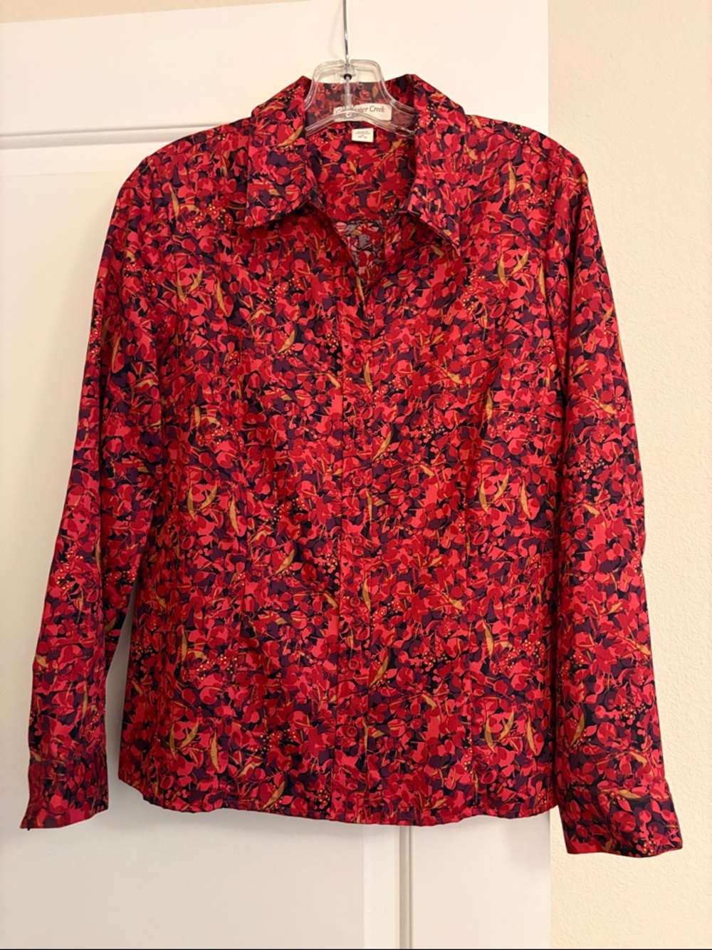 Coldwater Creek Red and Purple Floral Blouse